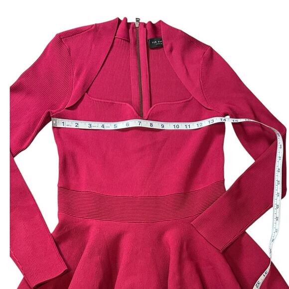 Ted Baker Vienna Sweetheart Neckline Flare Dress Dark Pink Medium Knee Length - Picture 16 of 16